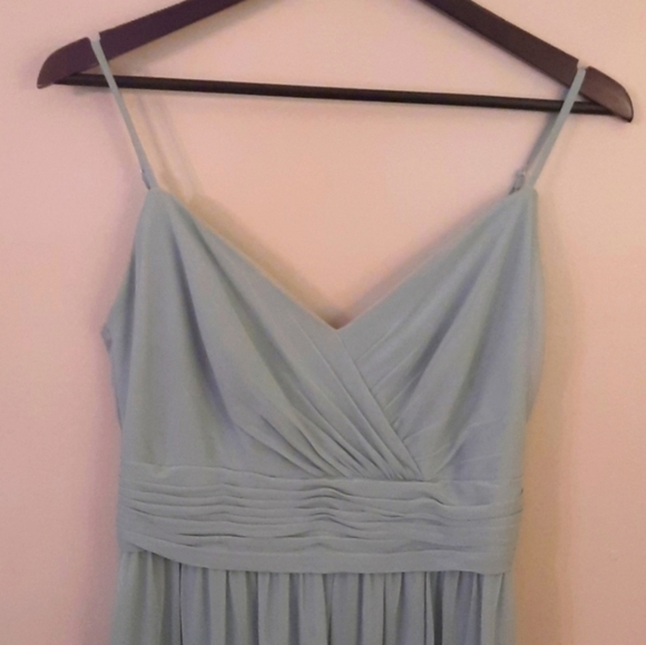 David's Bridal Spagetti Strap Ruched Waist Mesh Style# F19944 Dusty Sage… - Picture 6 of 16